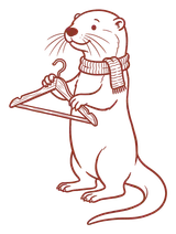 Otter holding a clothes hanger